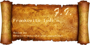 Frankovits Iván névjegykártya